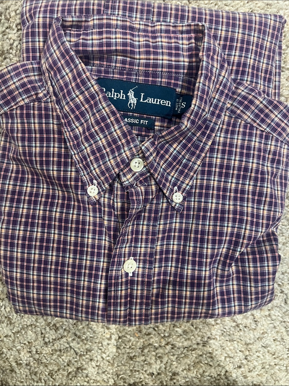 Ralph Lauren Purple Plaid Button-Down Shirt - Picture 2 of 4